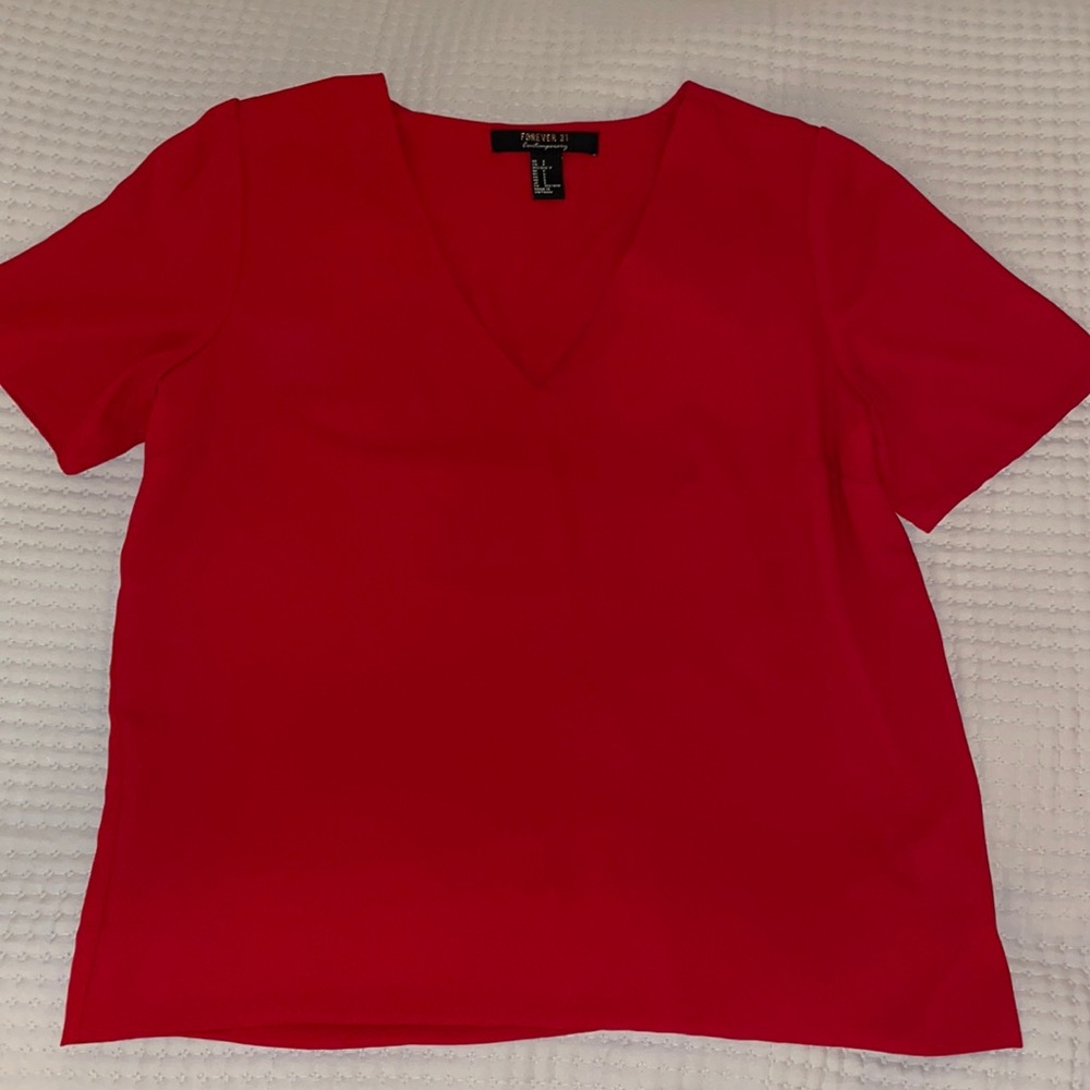 Forever 21 | Short Sleeve Red Blouse